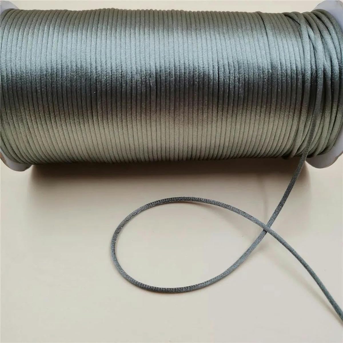 Hilo de cordón de satén gris plateado de 2 mm, pulsera de macramé con nudo chino, hilo trenzado, hilo de cuentas de borlas para bricolaje, 10-225 metros-484 gris plateado-rollo de 225 metros