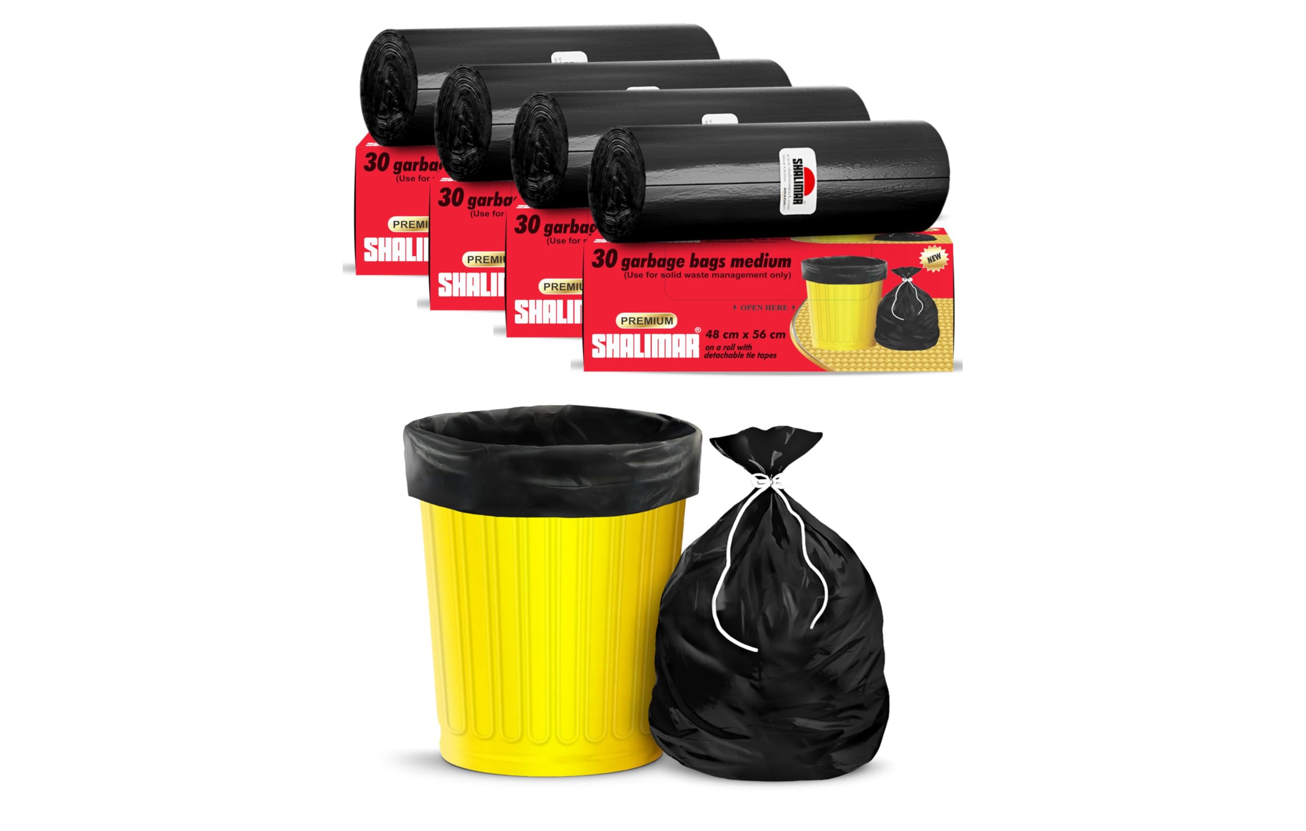 ShalimarShalimar Premium (Lavender Fragrance) Scented Garbage Bags | Medium 19 X 21 Inches | 120 Bags (30 Bags X 4 Rolls) | Dustbin Bag/Trash Bag | (Black) - Perforated Box for Easy Dispensing