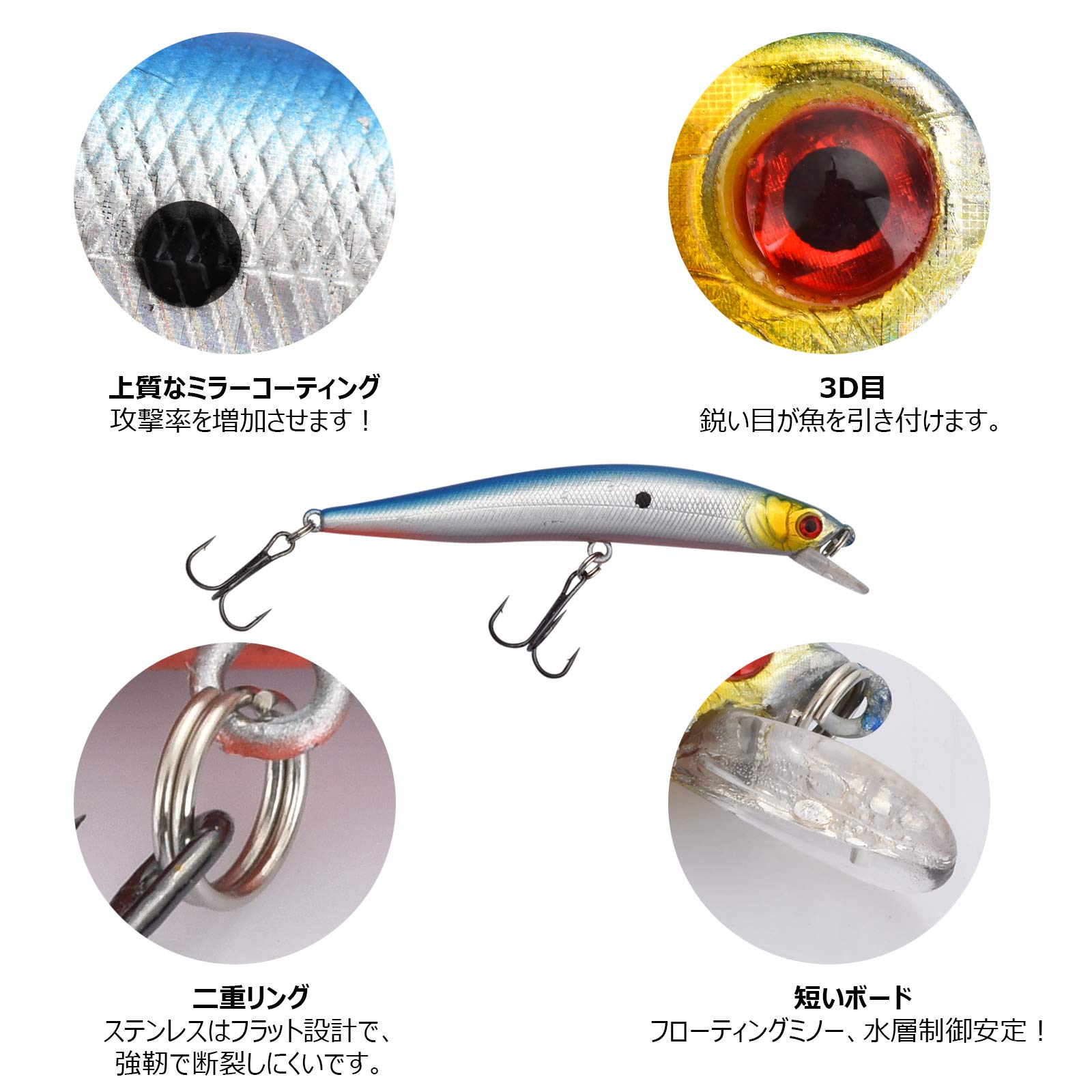 Amazon.co.jp: ColorGo ルアー ミノー セット フローティングミノー