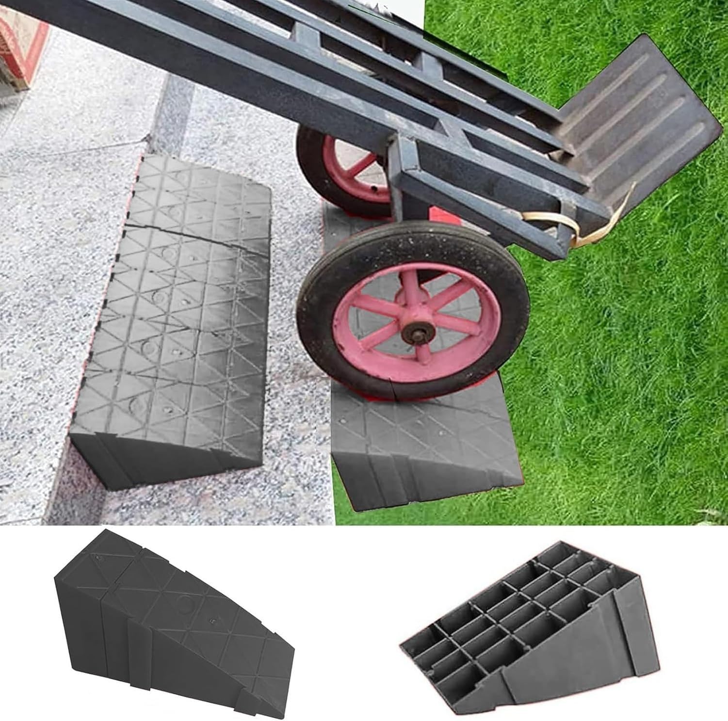 Rampa De Curb Portátil Ligera De Plástico para Entrada De Coche, Silla De Ruedas, Motocicleta, Bicicleta, Tamaño 30x12x18cm, 4 Unidades, 4 Pcs, 30x12x18cm