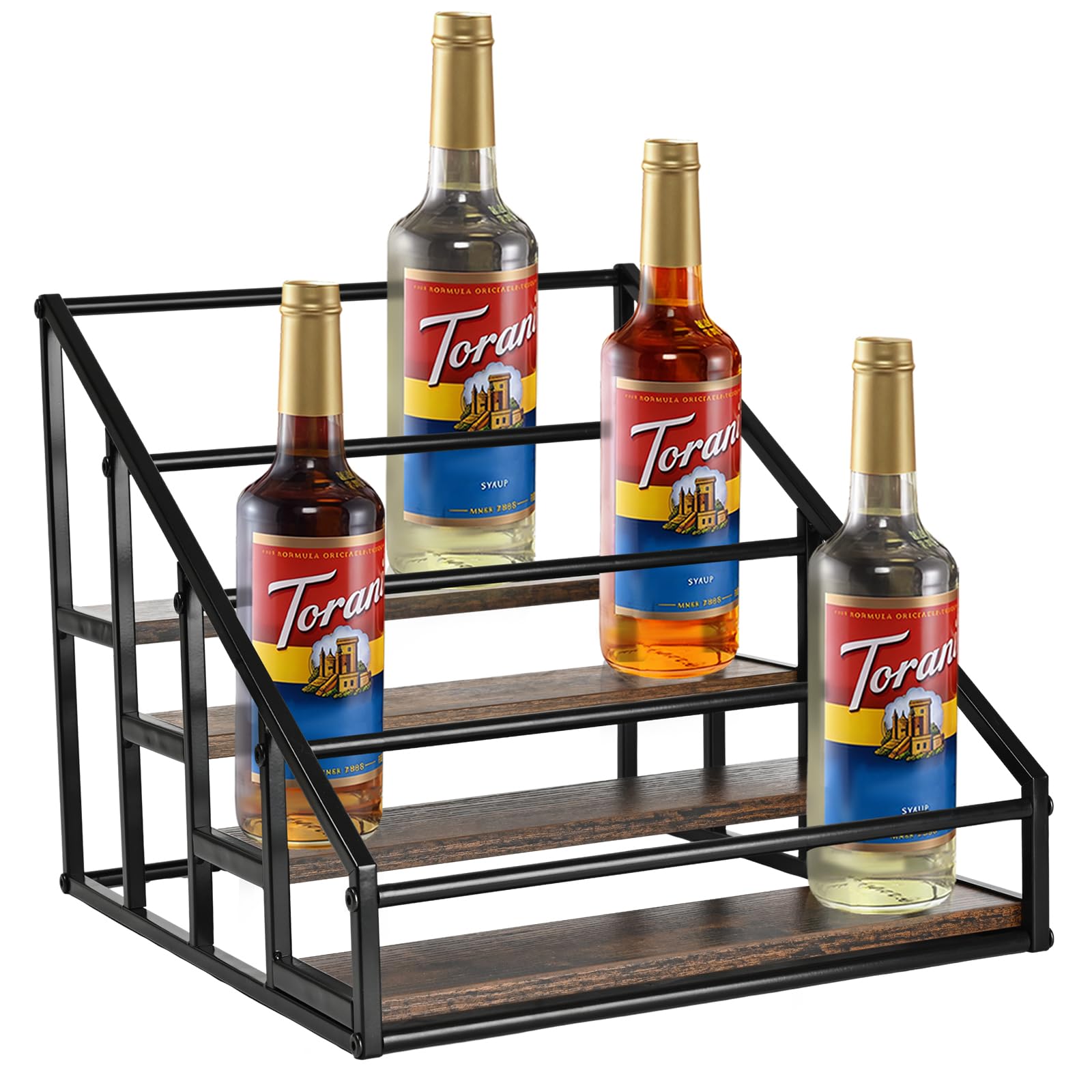 3 Step Liquor Bar Bottle Display Shelf, Coffee Syrup Rack Organizer ...
