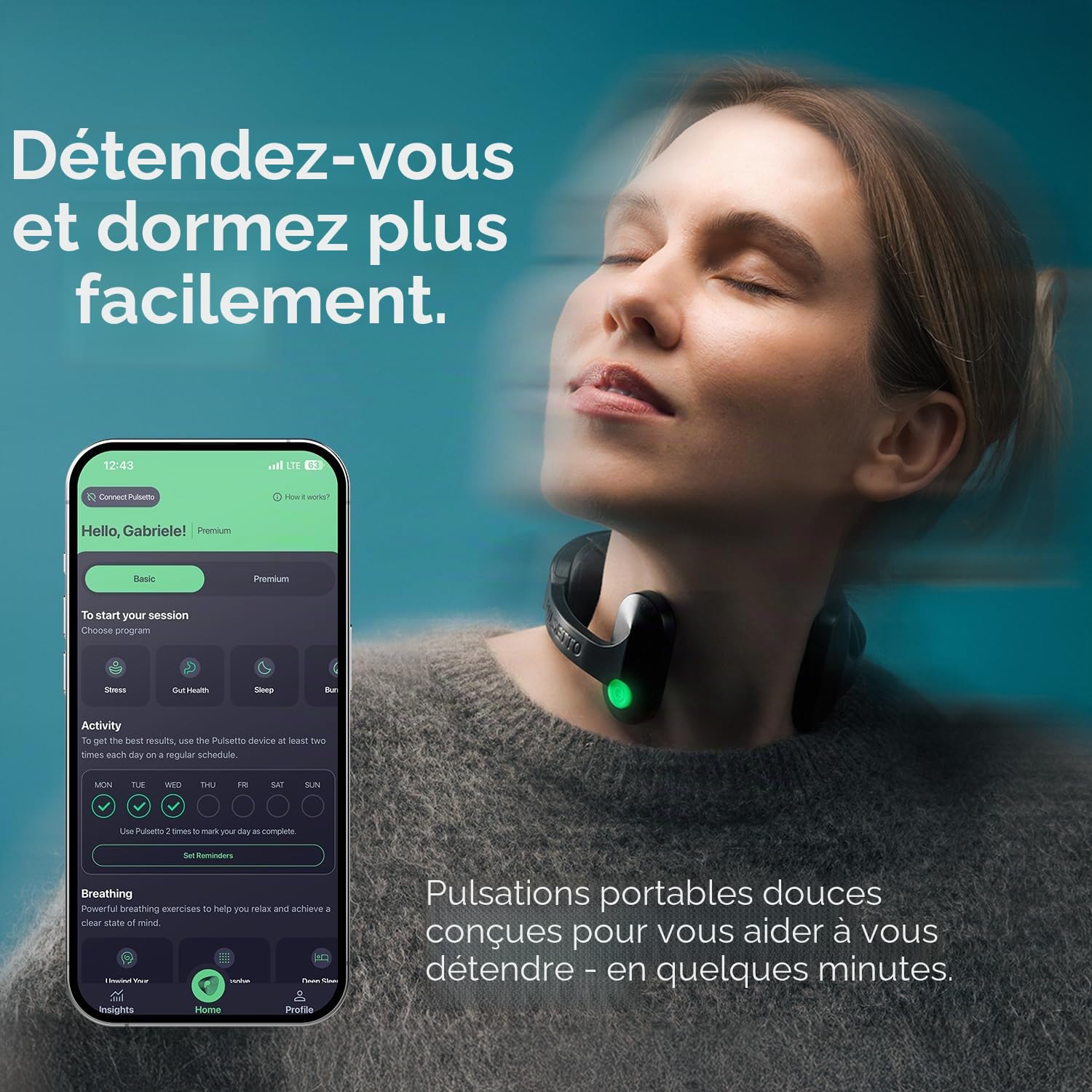 Pulsetto FIT (V2) – Appareil de Bien-être Portable pour la Relaxation, Le Sommeil et Le Bien-être Quotidien