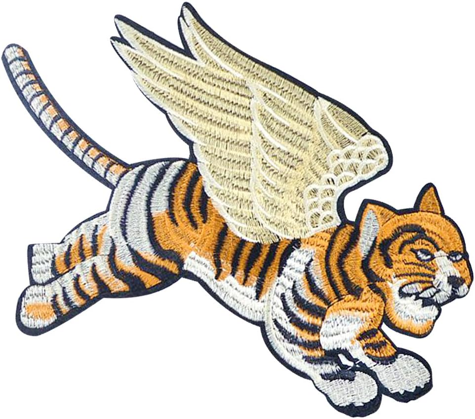 28x20 cm/11x8 inches Patches Pack Hand Iron On Sewing On Embroidered Patch Clothes Stickers Garment DIY Apparel Appliques Decal Sticker (Flying Tiger)