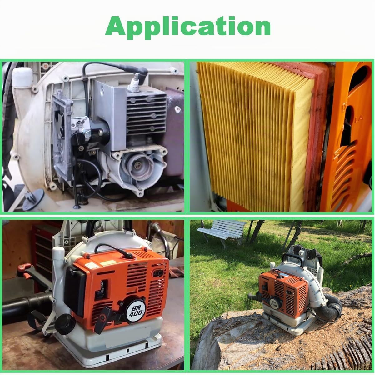 ZAMDOE Kit de carburateur BR420 BR400 pour Stihl SR320 SR340 SR380 SR400 SR420 BR320 BR340 BR380 BR400 BR420 Ventilateur à Dos, avec Filtre à air Filtre de Ligne de Carburant Spark Plg