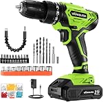 WORKBLESS Cordless Drill, Power Drill Set with 1 Battery and Charger, 40Nm, 20+1 Torque, 2 Speed, Keyless 3/8" Electric Screwdriver with LED Light, 28pcs Drill Bits Set(Green)
