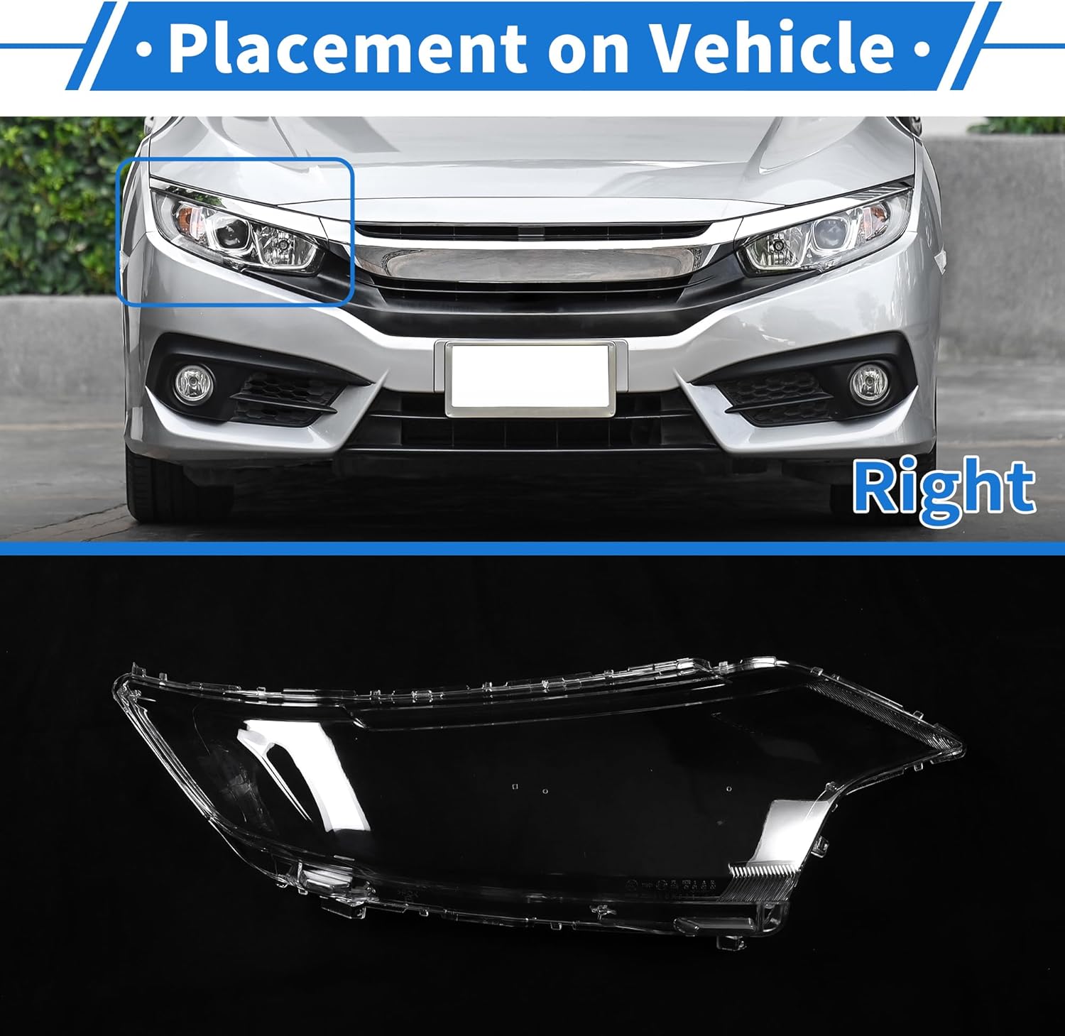 Headlight Lens Cover Headlight Headlamp Lense Clear Lens Cover for Mitsubishi Outlander 2016-2021 Clear PC 1 Pcs Front Right Car