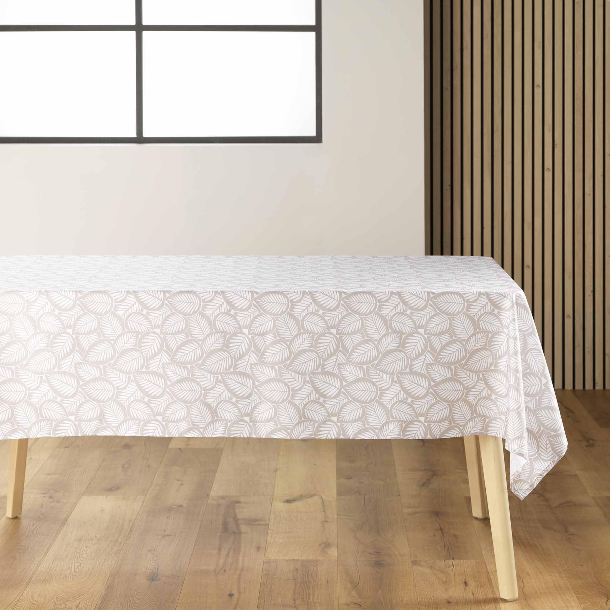 Douceur d'Intérieur, Rectangular Tablecloth (140 x 240 cm) Divany Natural Microfibre Printed