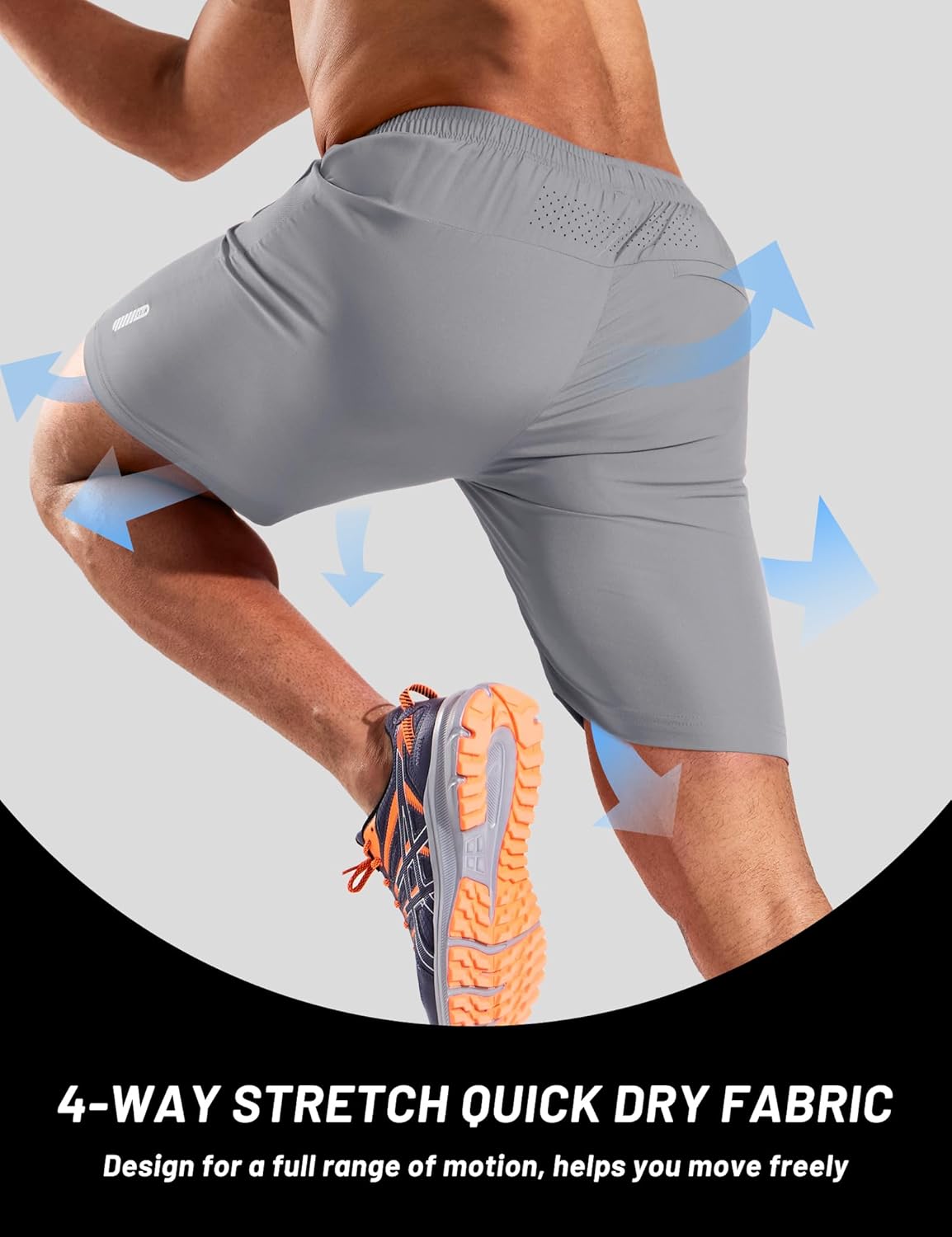 MIER Mens Athletic Shorts 7 Inch Inseam Quick Dry Breathable Running Gym Workout Shorts with 3 Zipper Pockets, No Liner - Image 4