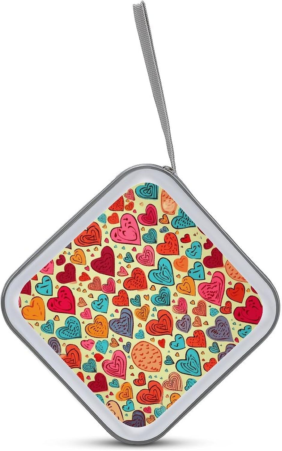 Colorful Heart Pattern CD Case DVD Holder Storage Portable Carrying Binder Holder Wallet Large Storage Disc Wallet Bag Hard Plastic DVD Disc Cases Large Media Binder 40 Capacity