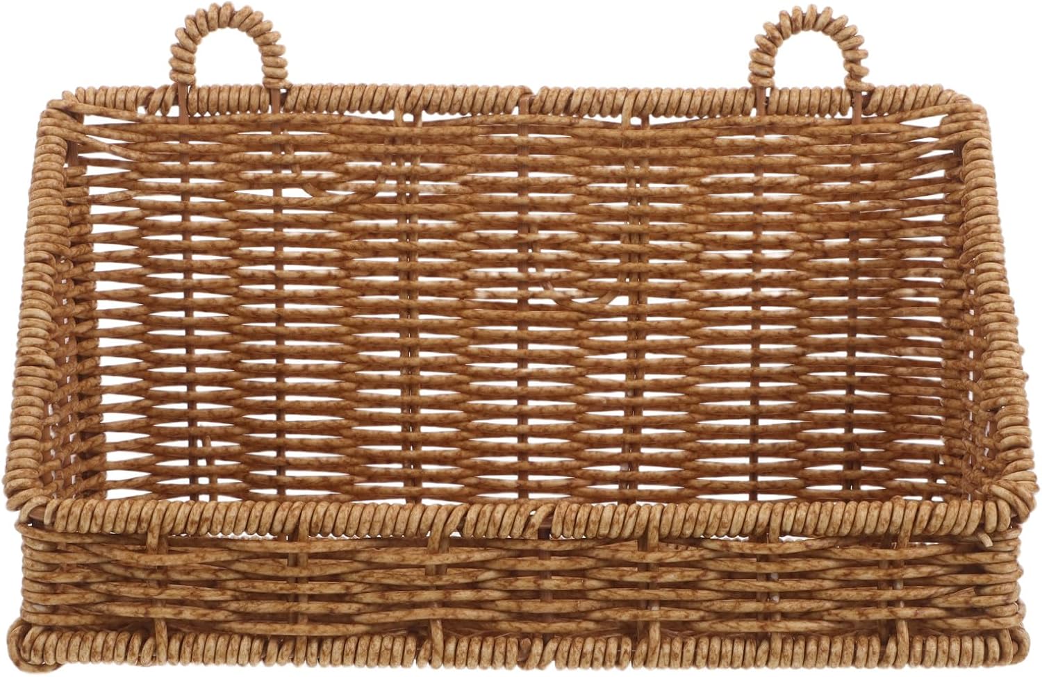 Kitchen Cabinet Door Organizer Basket, Wall Hanging Plastic Wicker Storage Basket for Bath, Shower, Laundry, Fruit, Mail, Entryway, Farmhouse Decor Small