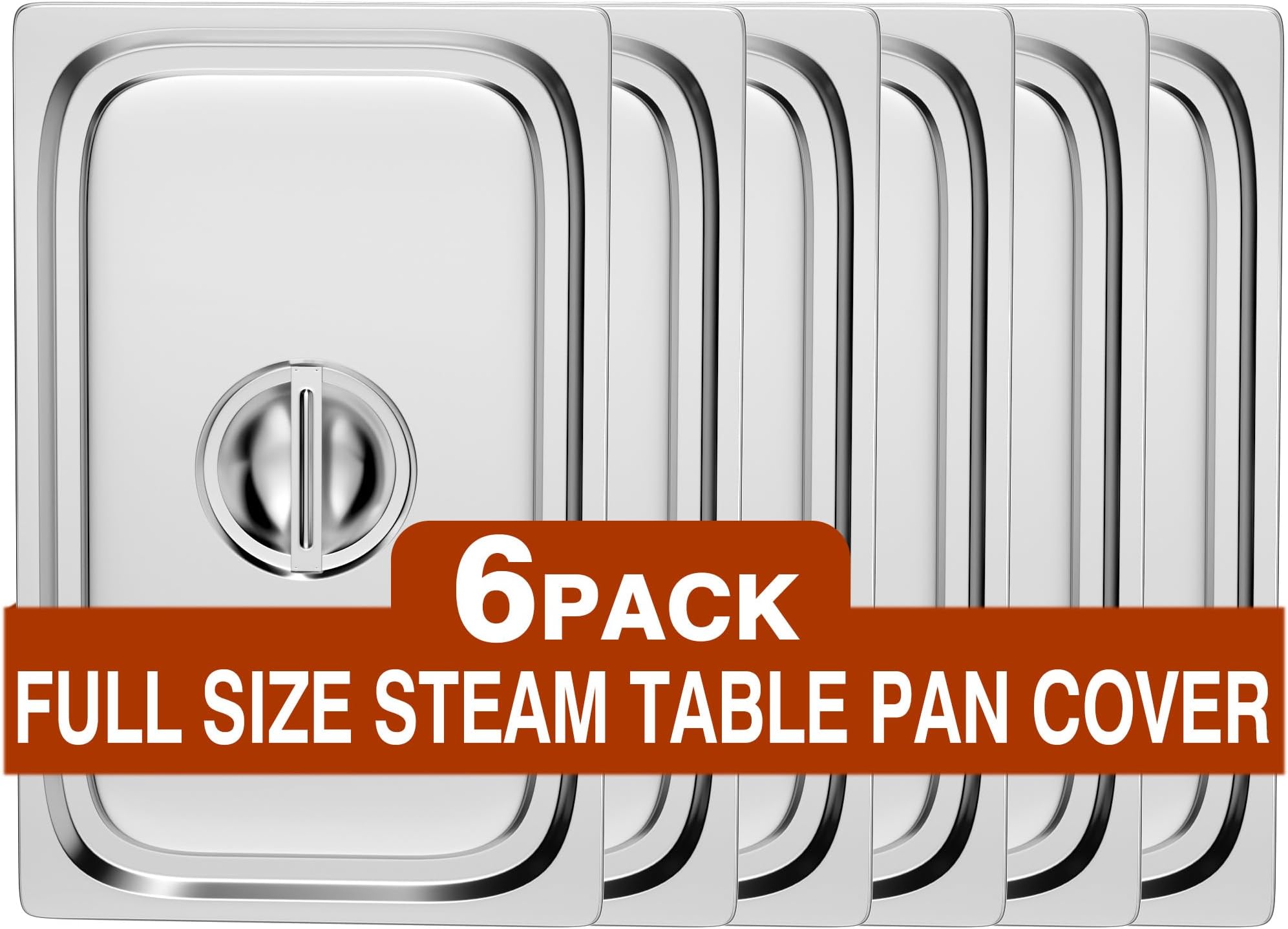 WantJoin Steam Table Hotel Pan Lids Cover 6 Pack for Stainless Steel Metal Tray Sets Food Storage Container Restaurant Chafing Dishes Commercial Buffet Warmer Catering Supplies