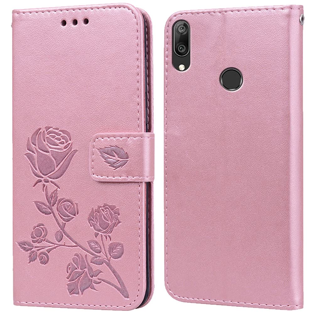 Custodia Portafoglio Con Magnete Per Huawei Y7 2019 / Y7 Prime 2019 – Pelle PU Con Cristalli – Farfalla Grigia – Funzione Cavalletto E Slot Carte