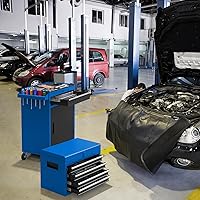 Vista 2 de Goplus Cofre de herramientas con ruedas, organizador de 5 cajones con ruedas bloqueables y cajones deslizantes, parte superior desmontable y estante