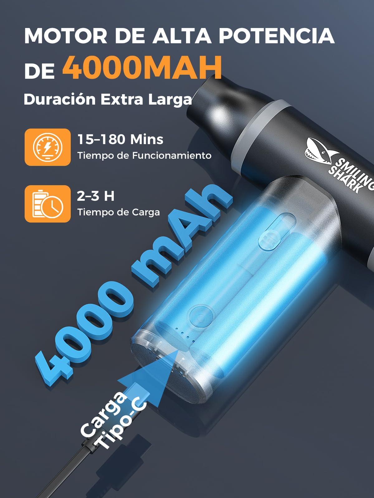 Smiling Shark Soplador de Polvo Eléctrico, J01 Motor Sin Escobillas de Aluminio 130000RPM Aire Comprimido Limpieza PC Sin Escalas de Velocidad, Turboventilador para Cooling/BBQ/Teclado/Coche, Negro