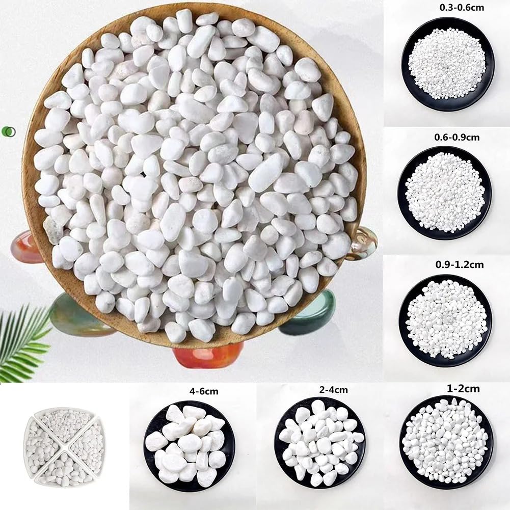 500g di Ciottoli Bianchi Decorativi, Ghiaia Naturale, Piccole Pietre per Piante Grasse, Riempitivi per Vasi, Acquari, Mini Paesaggi, Decorazioni da Giardino, 0,3-0,6cm