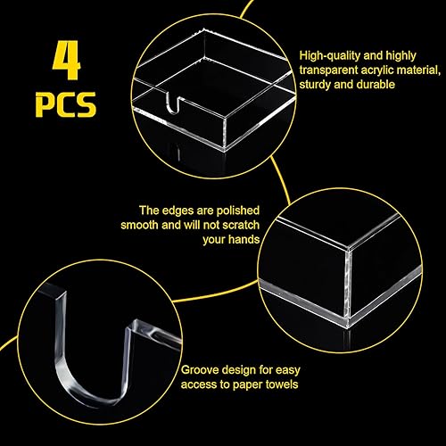 Miniatura 3 de Servilletero acrílico para mesa de cóctel, servilletero, cuadrado, rectangular, para cena, cocina, baño, restaurante, bar (4 piezas, 7 x 7 pulgadas)