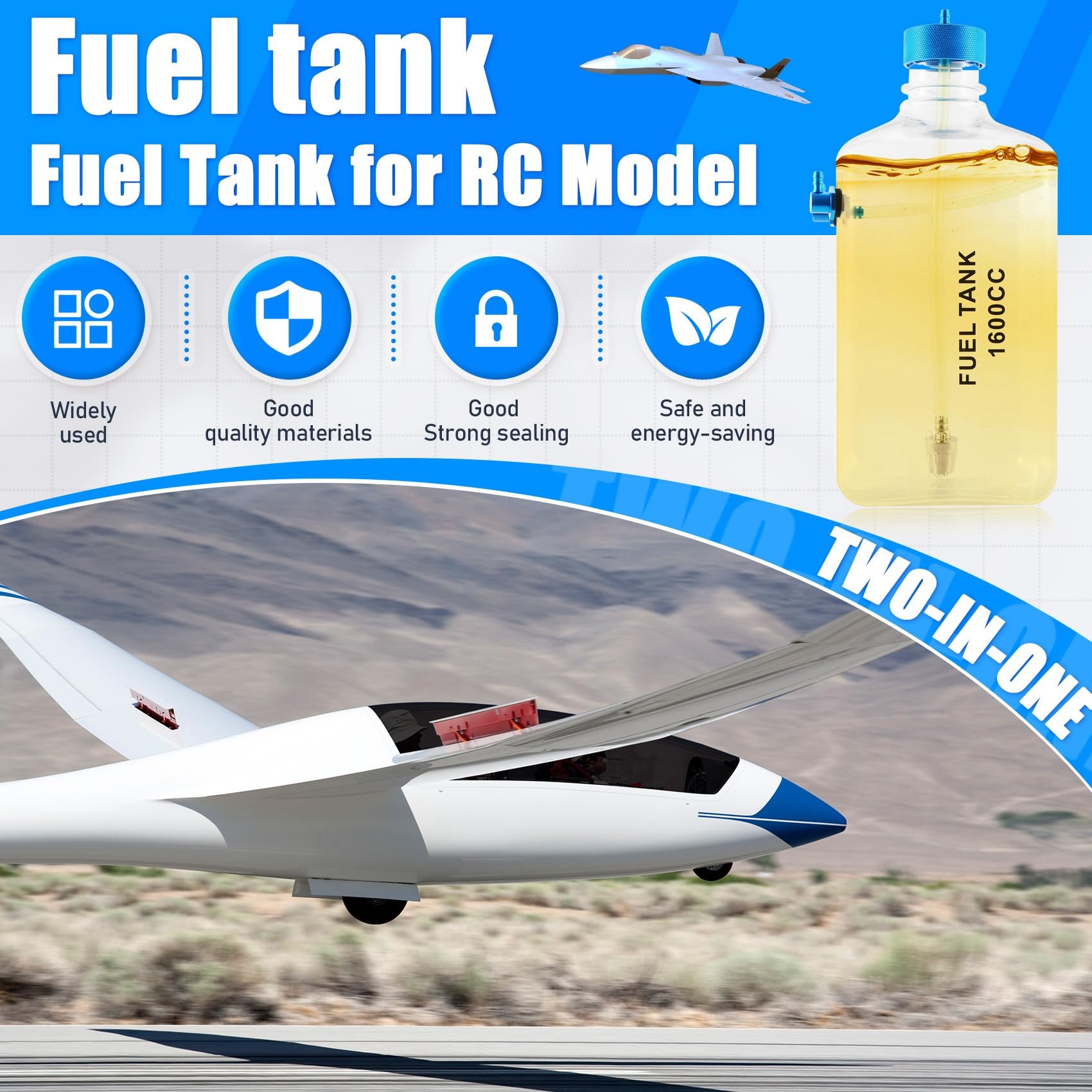 Kraftstofftank Benzin Transparente Plastikflasche 1600CC CNC für RC Gas und Nitro Flugzeug