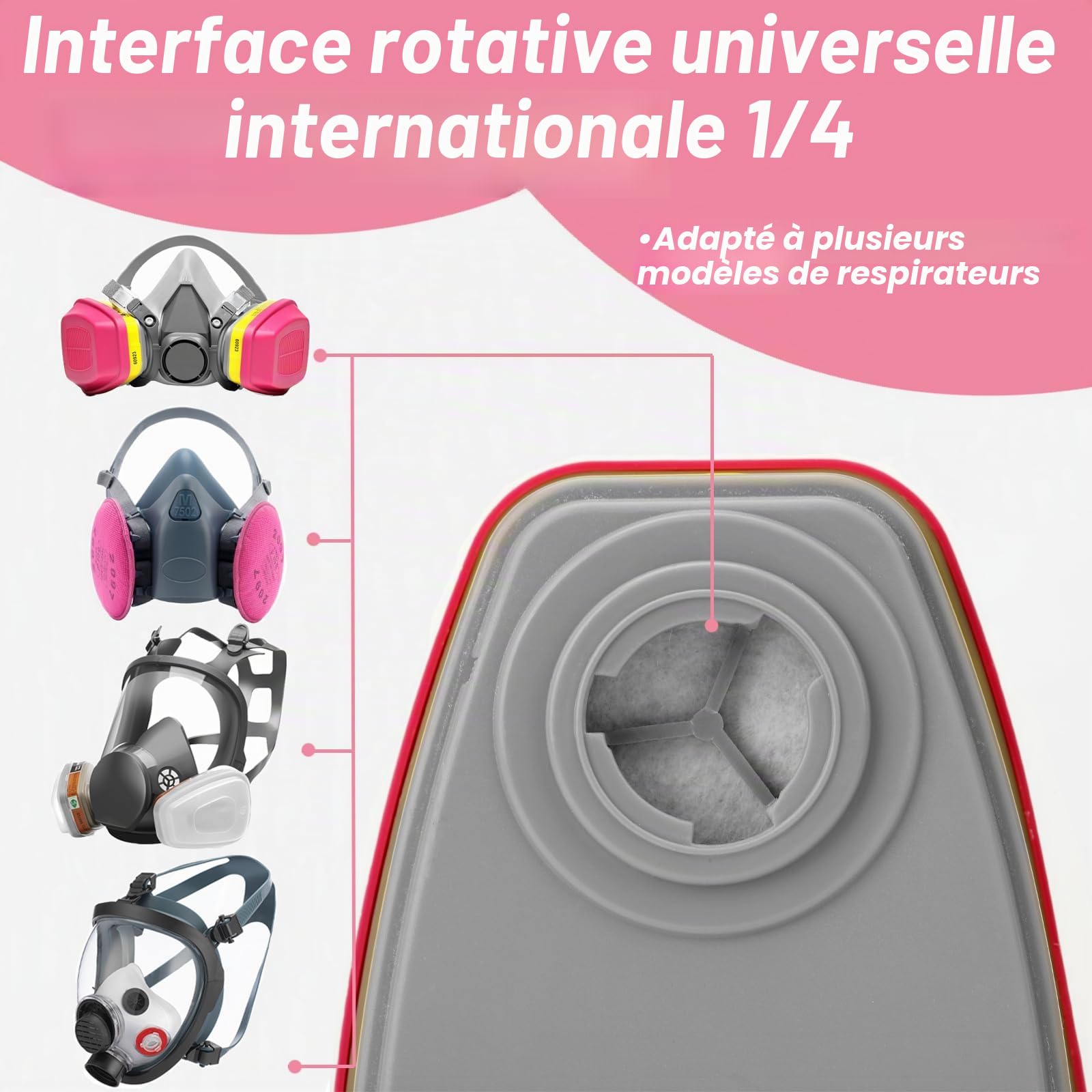RANKSING 60926 Lot de 2 cartouches filtrantes pour masque respiratoire, anti-poussière, vapeur organique et cartouches chimiques, compatibles avec les masques respiratoires 6200, 6800, 7502, FF402