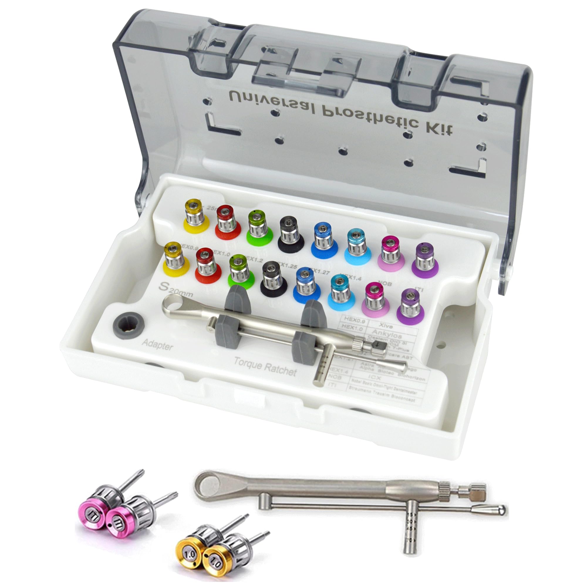Clé Dynamométrique Implant Dentaire Kit Prothétique 10-70NCM Pilotes à Cliquet Outils Réparation