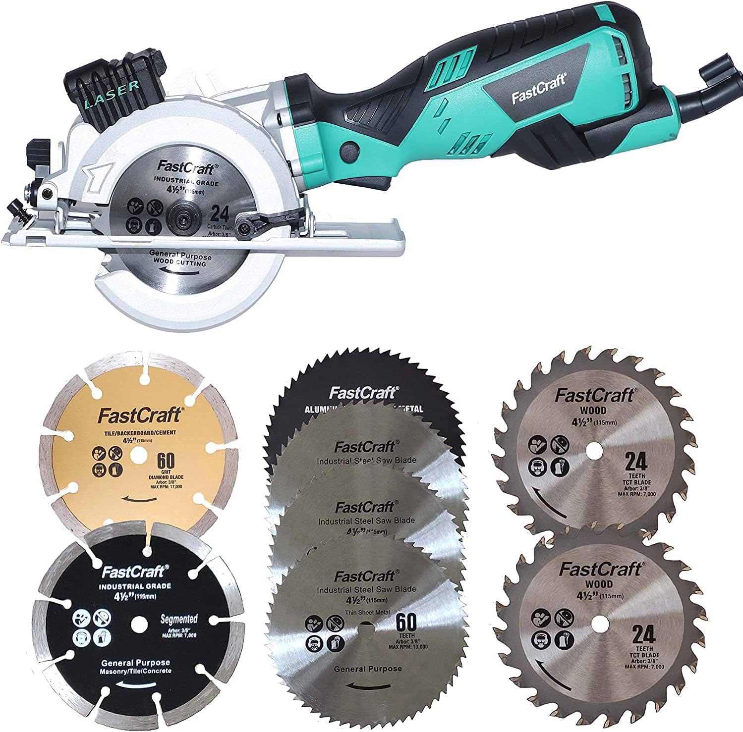 Mini Circular Saw 8pc 4.5" Compact Blades 9.0 Amp PEAK GUARANTEED