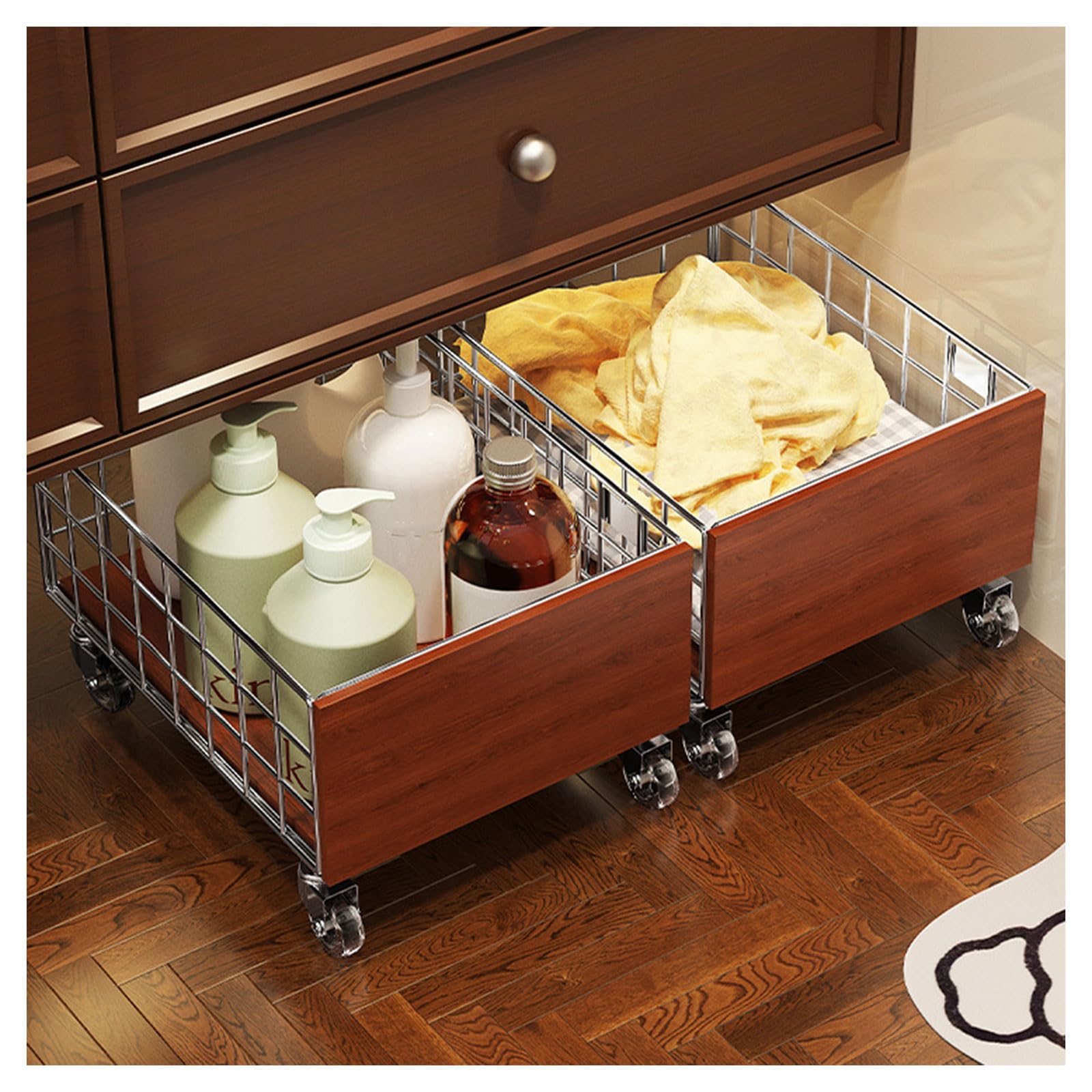 Organizador extraíble para armarios de baño y almacenamiento de ropa con ruedas, 2 uds
