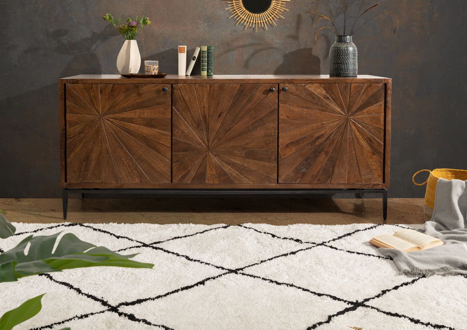 MASSIVMOEBEL24.DE STILMÖBEL #110 Credenza in legno di mango - laccato/marrone 183x46x84