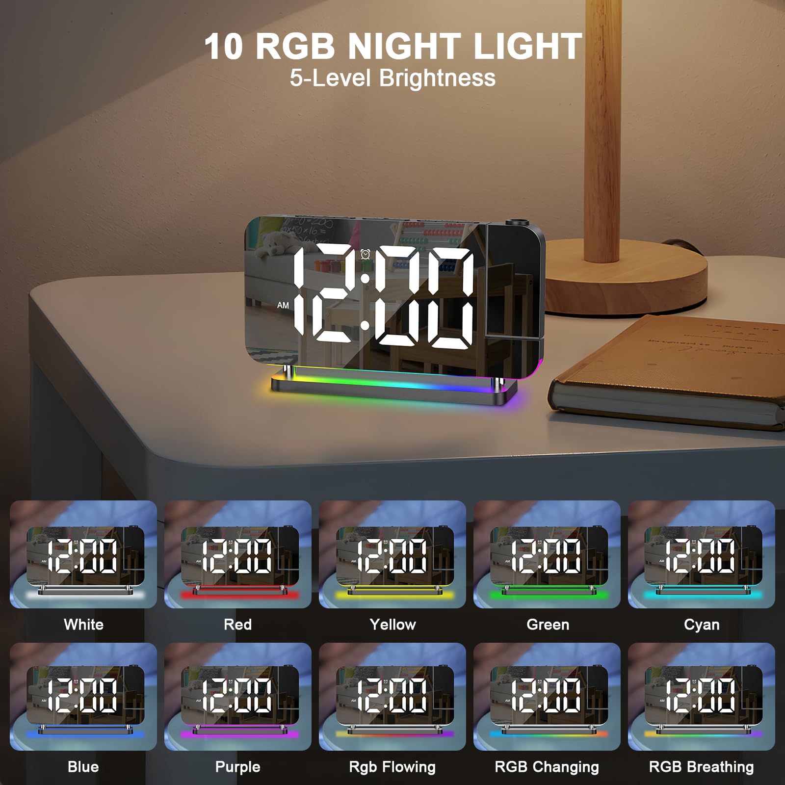 Clock With Projection On Ceiling Projection Alarm Clock With 10 Color ...