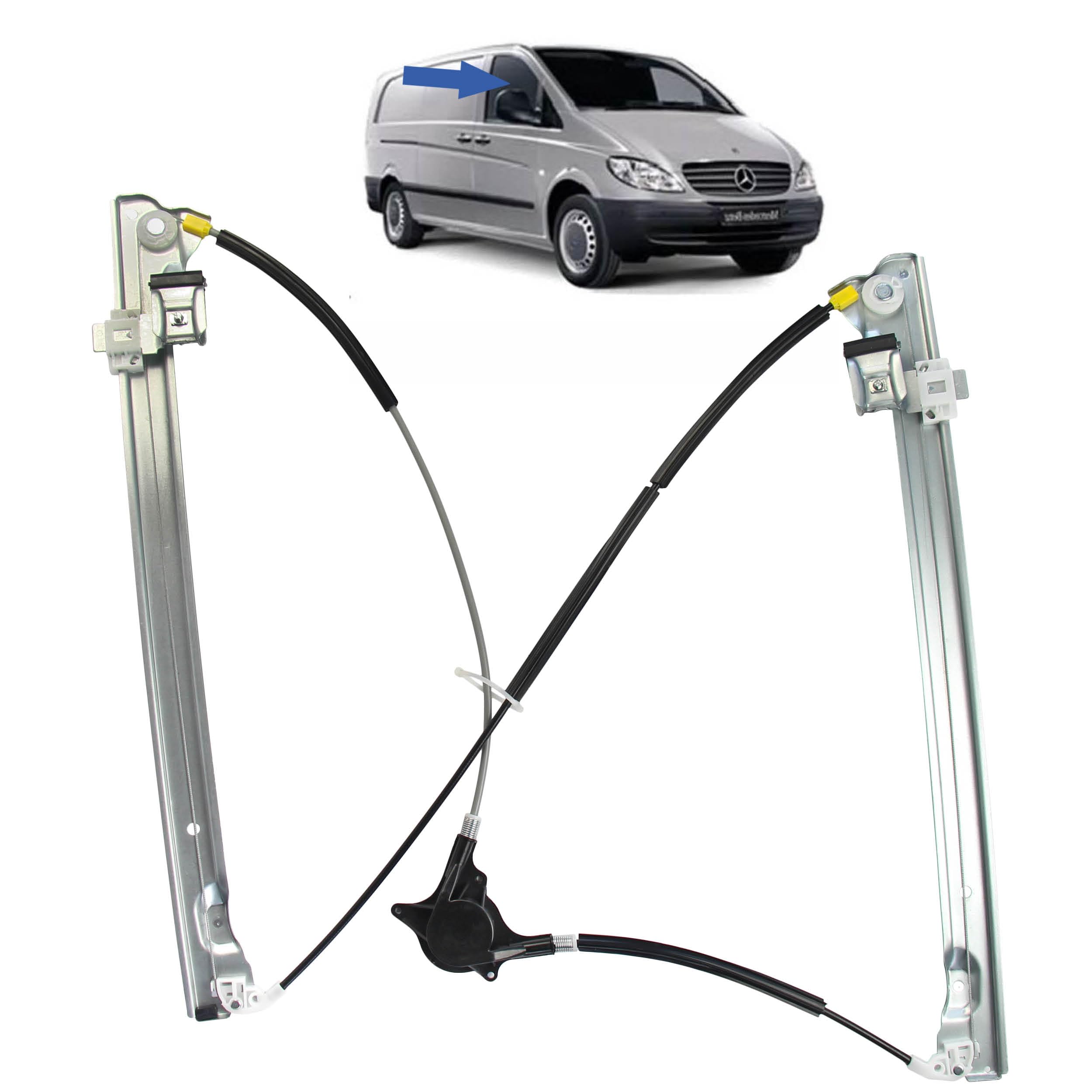 STARKIT PERFORMANCE Elevalunas compatible para Vito W639, Viano W639 (2003-2014) DELANTERO DERECHO (pasajero) 6397200146, 6397200546