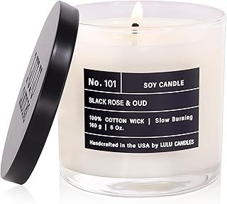 Black Rose & Oud | Luxury Scented Soy Jar Candle | Hand Poured in The USA | Highly Scented & Long Lasting- 6 Oz.