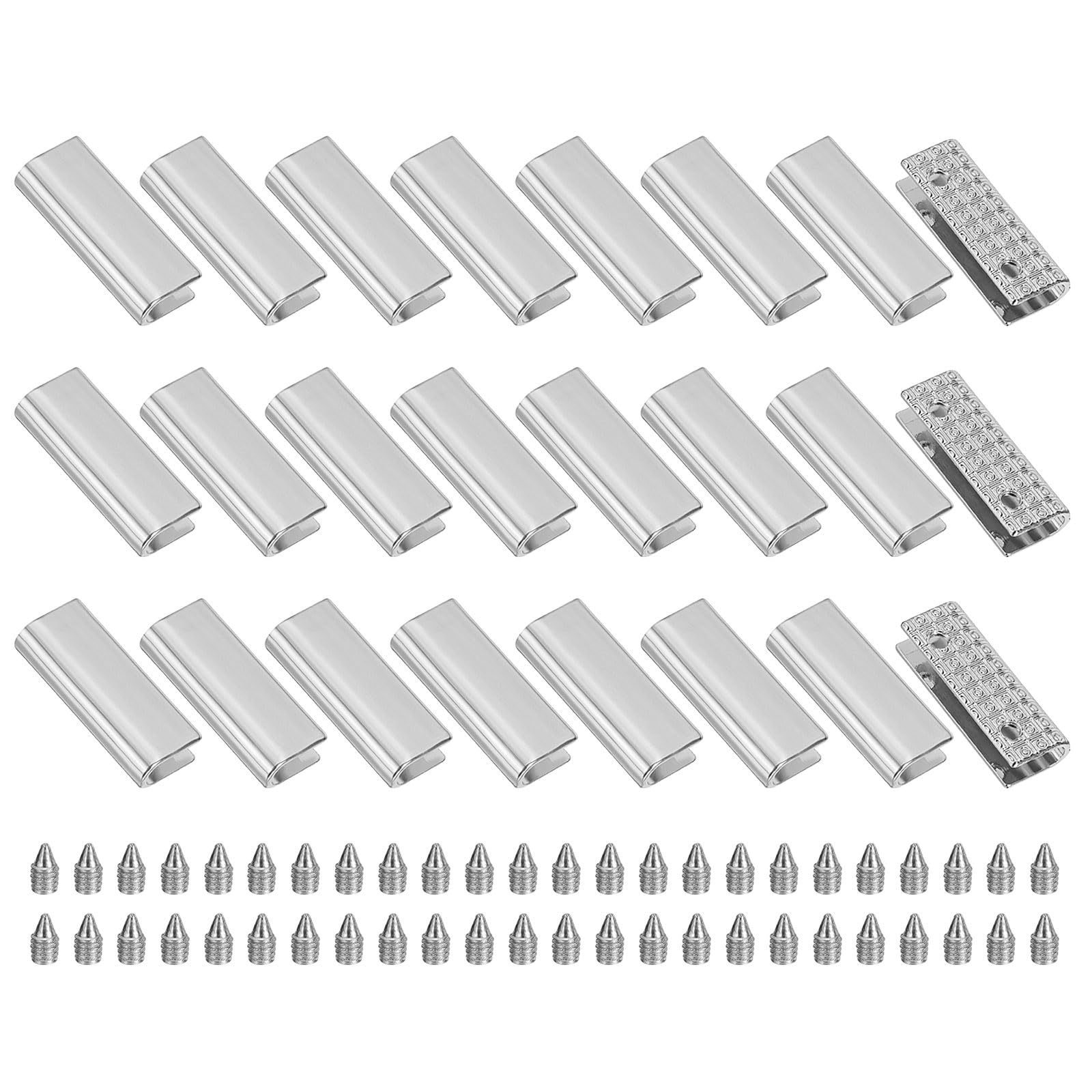 sourcing map 24Pcs Metal Belt Buckle End Tips with Screws, Chrome Zinc Alloy Purse Hardware Belt Tip 0.3" Wide 0.75" L Rectangle Zipper End Cap for DIY Crafts Bag Making Belt Clip Clasps