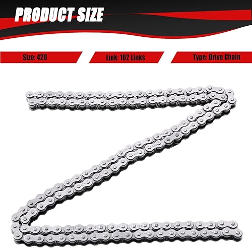 Miniatura 6 de KAMIER Cadena de rodillos de transmisión 420 102 para CRF50F XR80R KX65 KLX110 TTR110 50cc 70cc 90cc 110cc 125cc SSR TaoTao Coolster Baja Ice Bear