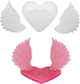 Angel Wings Heart Shaped Resin Mold or Candle Holder Molds, Memorial Picture Frame Silicone Molds