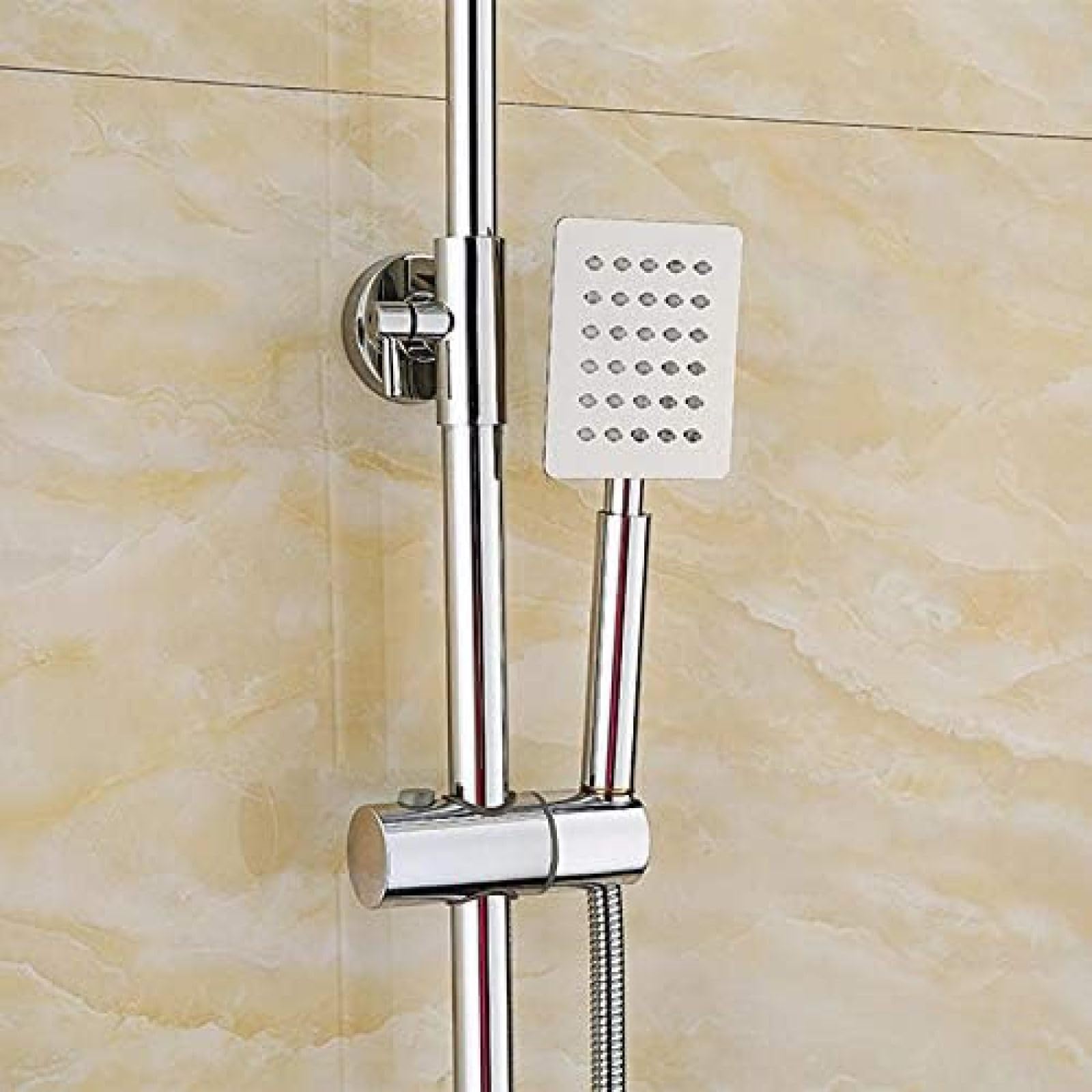 Grifo De Ducha Wieoc, Montaje En Pared De Latón Cromado, Juego De Ducha De Lluvia Grande Cuadrado, Grifo Mezclador De Bañera De Mano Con Altura Ajustable Para Baño