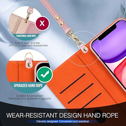 Miniatura 7 de FYY - Funda lujosa de piel sintética para iPhone 11 de 6.1 pulgadas con cartera abatible, ranuras para tarjetas y bolsillos para notas