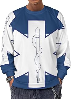 EMS Star of Life Men's Sweatshirts Basic Crew Neck Long Sleeve Pullover Sweater Tees Tops