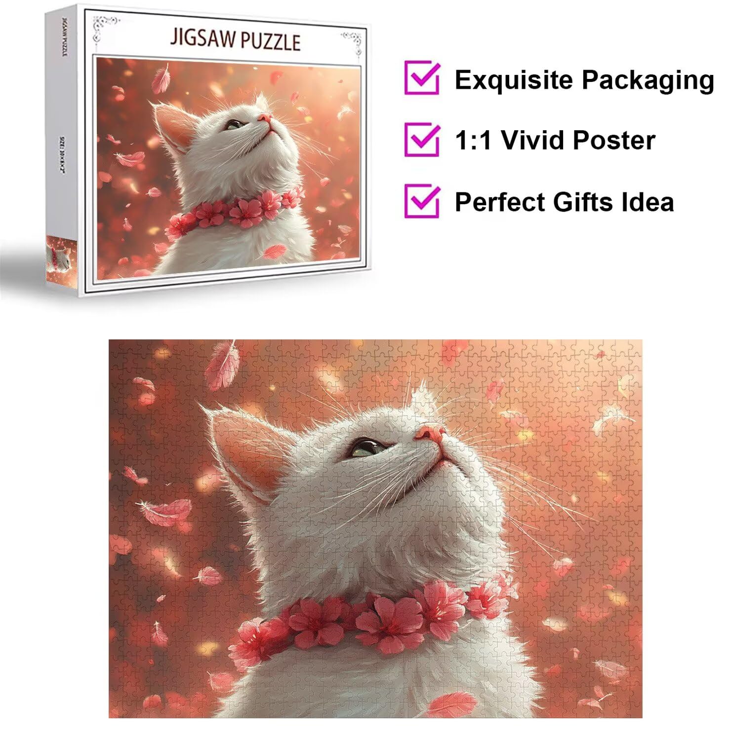 Puzzle 2000 Pieces Chats Puzzle Adulte 99x70cm, Plumes, n-523