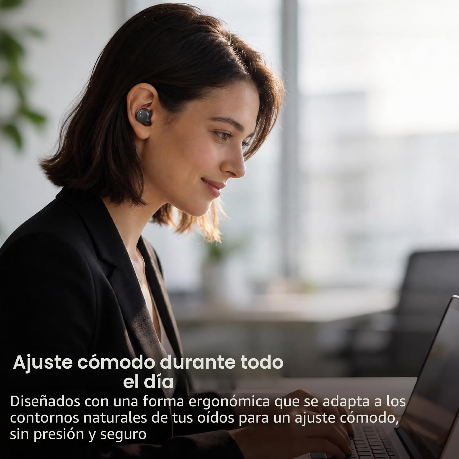 TOZO NC9 Auriculares Inalambricos Bluetooth 5.3,45dB ANC Híbrido Adaptativo | 60H batería pantalla, OrigX 2.0 Inmersivo, 32 EQs, 6 Mics ENC, Modo Transparente, IPX8, ajuste cómodo para oficina y deporte
