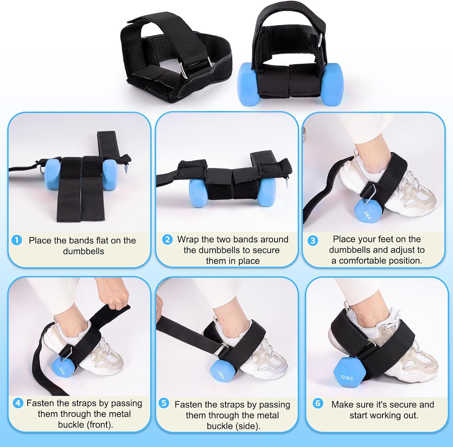 HOMEE Dumbbell Foot Attachment 2PCS, Ankle Straps for Weight Lifting | Adjustable Ankle Weights,Monkey Feet Dumbbell Holder,Tibialis Trainer,Home Gym Equipment for Leg Extensions for Men and Women