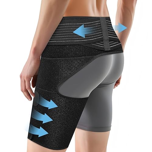 Hip Brace for Women & Men, Sciatica Pain Relief Devices, Adjustable Compression Wrap Support for Arthritis, Pulled Thigh, Hip Fleхоr Strain, Groin