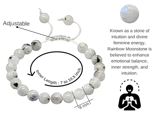 Vista 200 de Amazing Gemstone Yaxaite Bracelet for Women Men's Gifts - Protection Healing Crystal Bracelet - 8mm Gemstone Beaded Adjustable Bracelet Pulseras