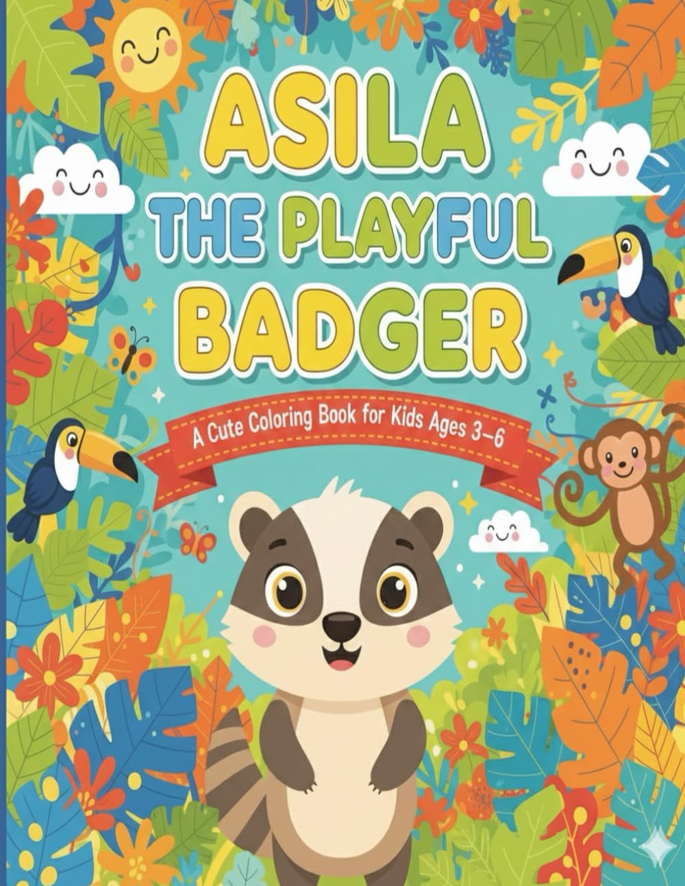 Asila the Playful Badger: A Cute Coloring Book for Kids Ages 3–6 (Asila’s Little Adventures)