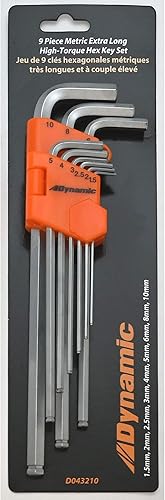 Miniatura 3 de Juego de llaves hexagonales métricas extra largas de alto par de torsión de 9 piezas, 0.059 in - 0.394 in