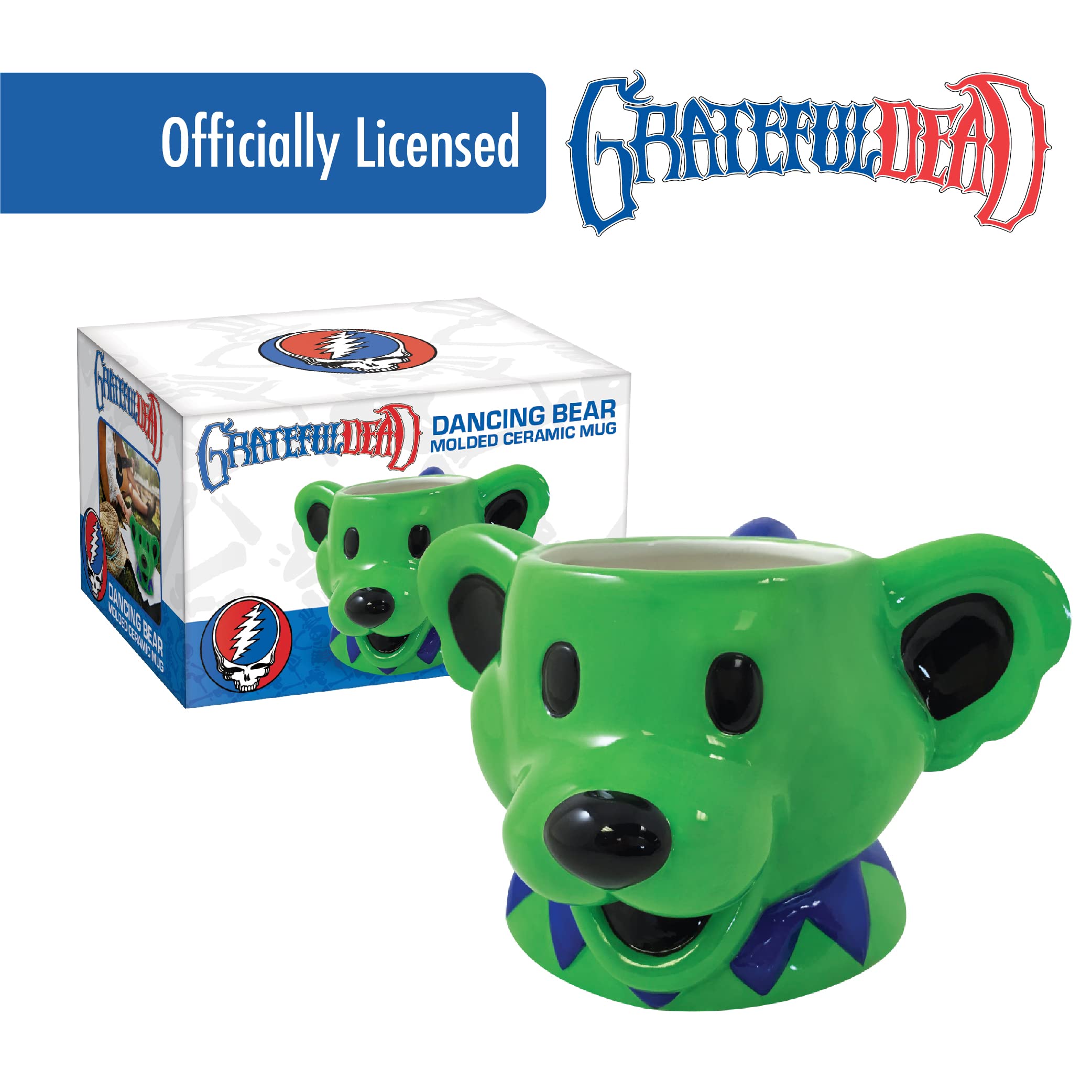 ICUP Grateful Dead Dancing Bear Head 18 oz Green Molded Ceramic Mug