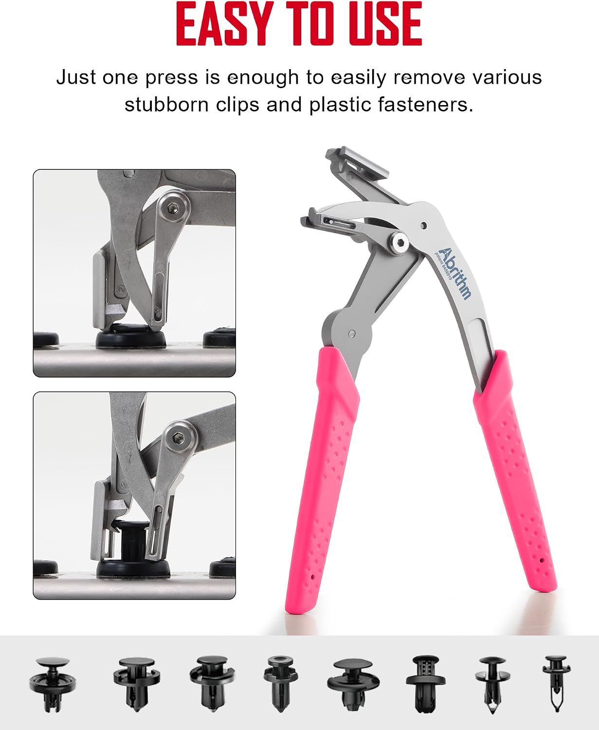 Car Clip Pliers, Panel Clip Removal Tool for Plastic Fasteners,Rose Red image 3