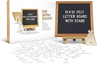Felt Letter Board 10 x 10 inches with Wooden Tripod Stand Classy Gray Felt 340 Changeable White Plastic Letters Gift Box Packaging Oak Frame Wall Mount Hanger Drawstring Storage Bag Perfect Gift - coolthings.us