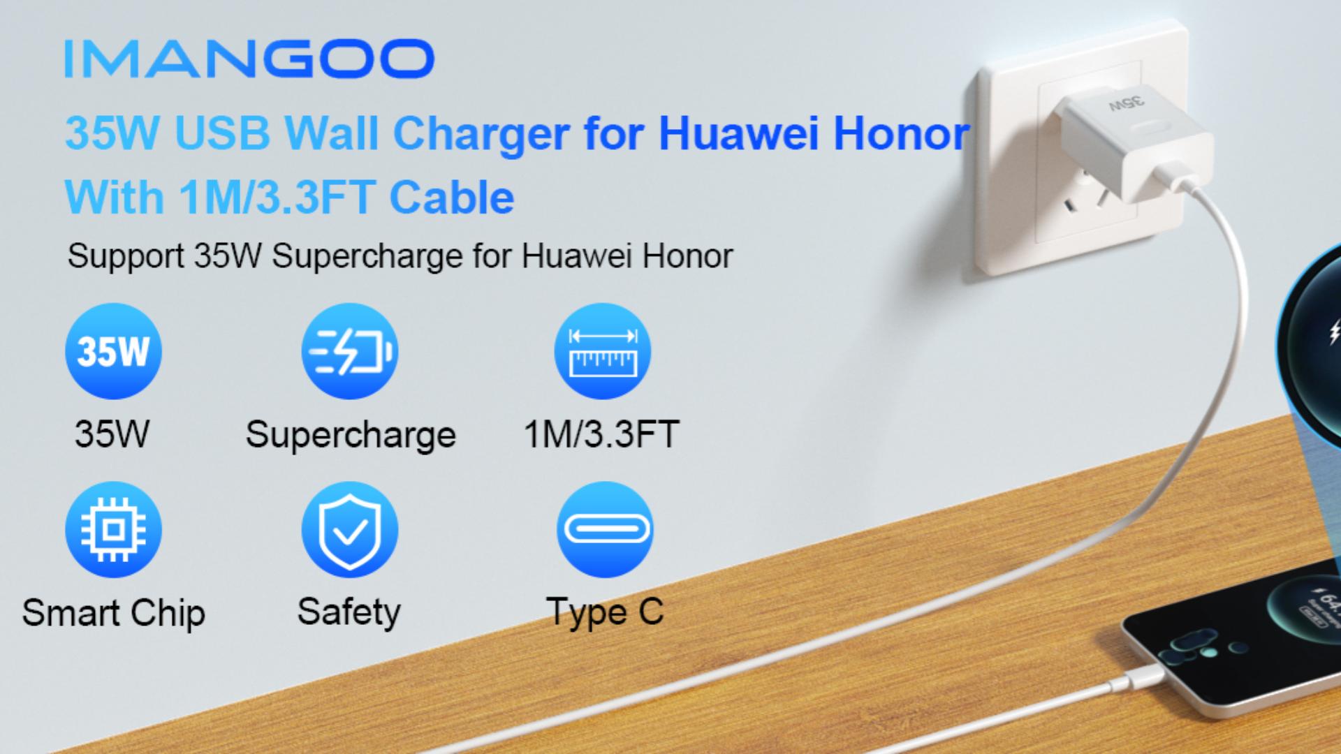 Cavo USB C 100W 6A Per Honor 400 Lite, Magic7 Pro, 200, 90 – Ricarica SuperCharge Veloce 1 Metro