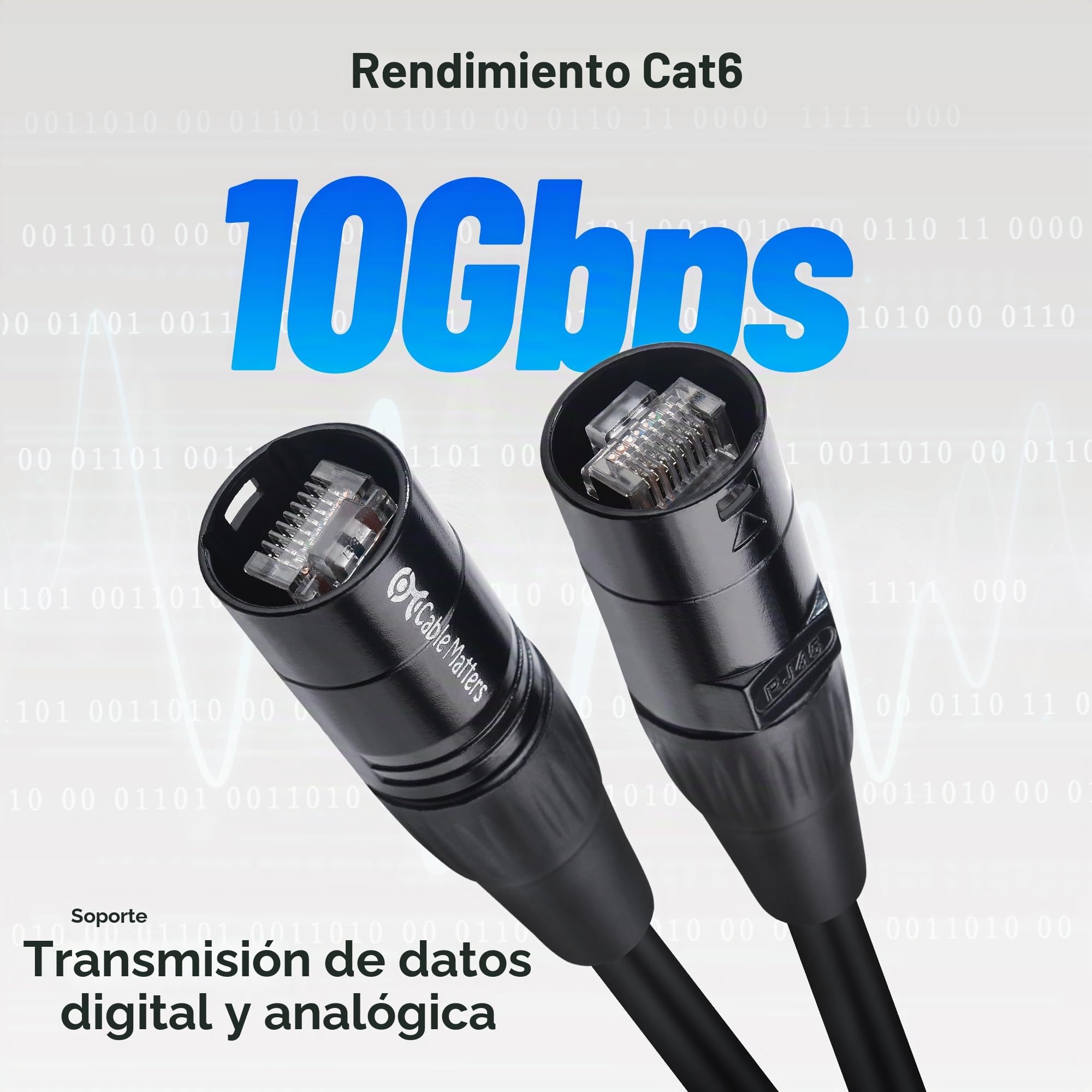Cable Matters Cable Ethernet Cat6 blindado compatible con conectores RJ45 EtherCON en negro, 30 pies para aplicaciones profesionales de audio, video y red