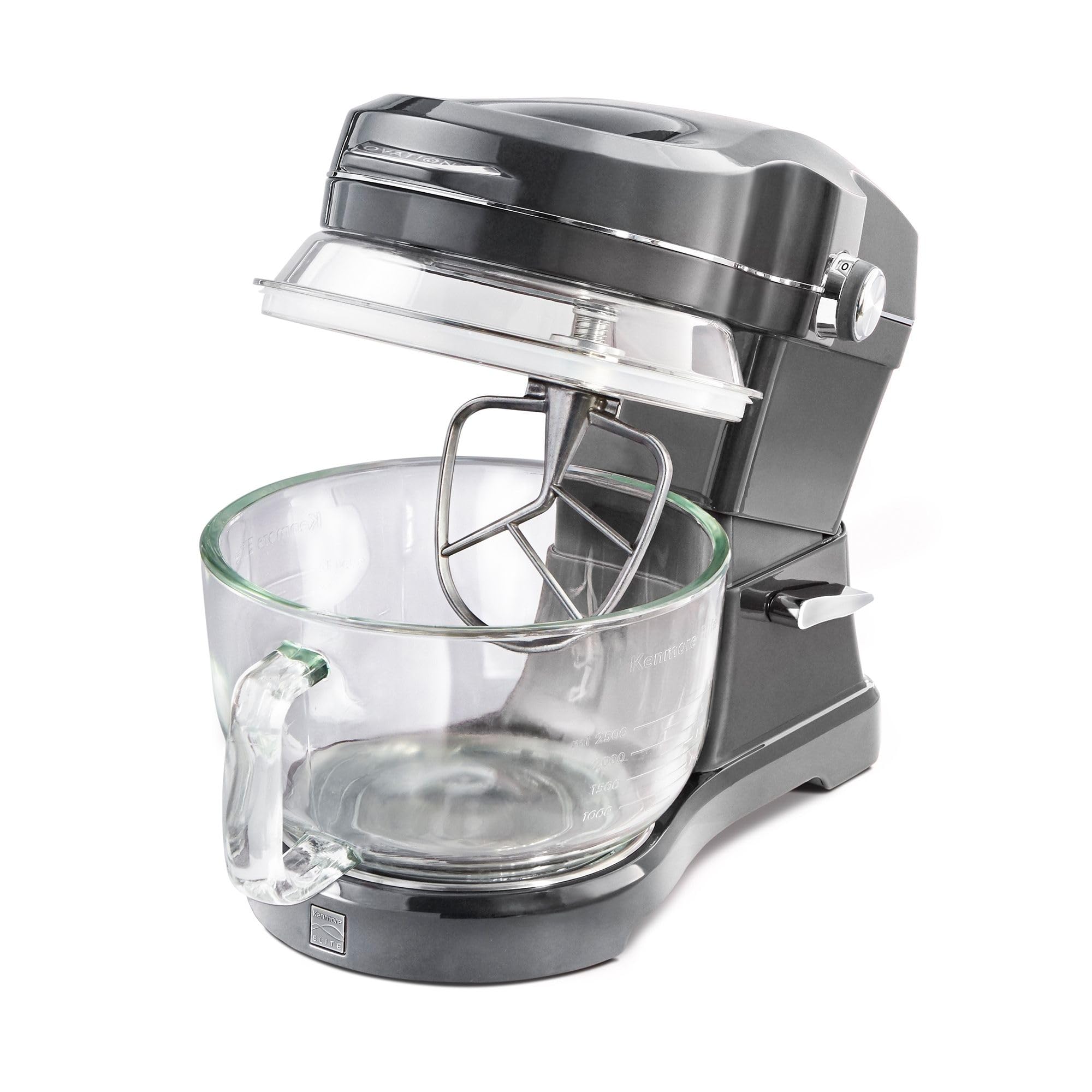 Kenmore 500W Oviation Stand Mixer - 10 Speed Mixing, Tilt-Head, Handheld Glass Bowl With Pouring Top Splash Guard, Flat Beater, Whisk, Dough Hook Attachments Countertop Kitchen Appliance, 5QT Red