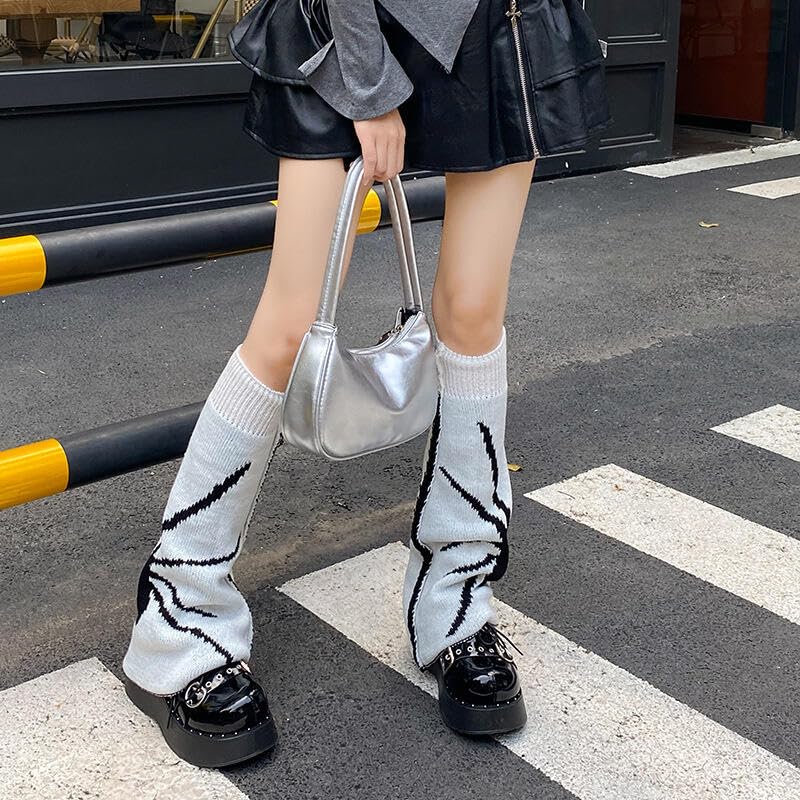 Image of WODECASA Girls Kawaii Leg Warmers Knitted Flared Leg Sleeves Goth Crochet Baggy Cuff Ankle Heap Socks
