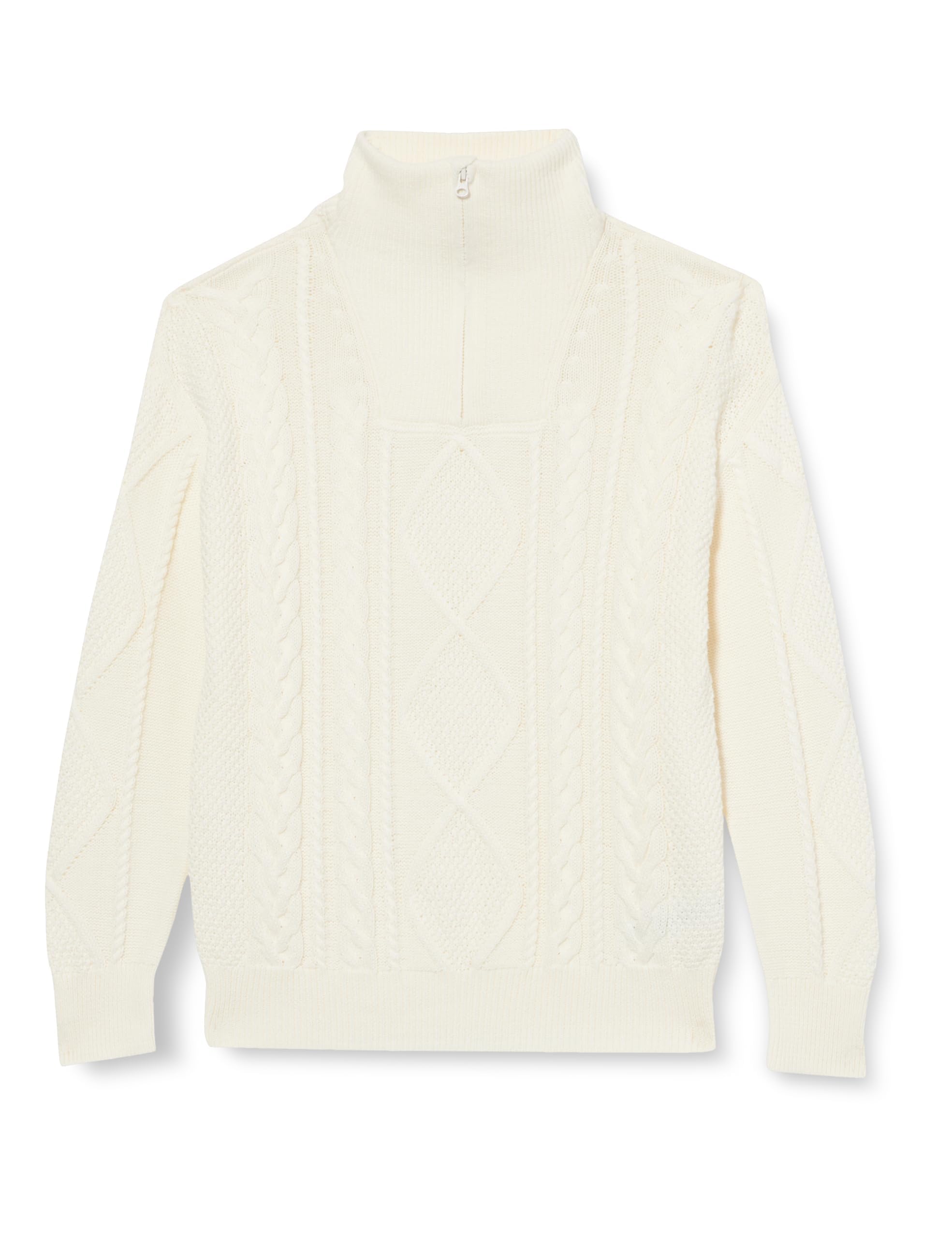 Amazon Essentials Jungen Zopfstrickpullover mit Viertel-Reißverschluss und lockerer Passform